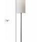 74" Black Nickel Floor Lamp With White Fabric Shade