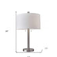 28" Silver Metal Two Light Bedside Table Lamp With White Drum Shade