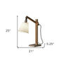 25" Natural Wood Adjustable Height Table Lamp With White Bell Shade