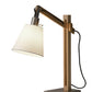 25" Natural Wood Adjustable Height Table Lamp With White Bell Shade