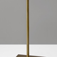 Brass Metal Floor Lamp With White Opal Wine Glass Shade