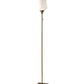 Brass Metal Floor Lamp With White Opal Wine Glass Shade