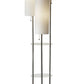 68" Steel Three Light Floor Lamp With White Linen Cylinder Shades