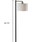 61" Grey And Black Arc Floor Lamp With White Fabric Drum Shade