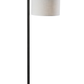 61" Grey And Black Arc Floor Lamp With White Fabric Drum Shade