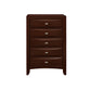 32" Espresso Solid Wood Five Drawer Chest