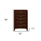 32" Espresso Solid Wood Five Drawer Chest