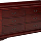 57" Brown Solid Wood Double Dresser