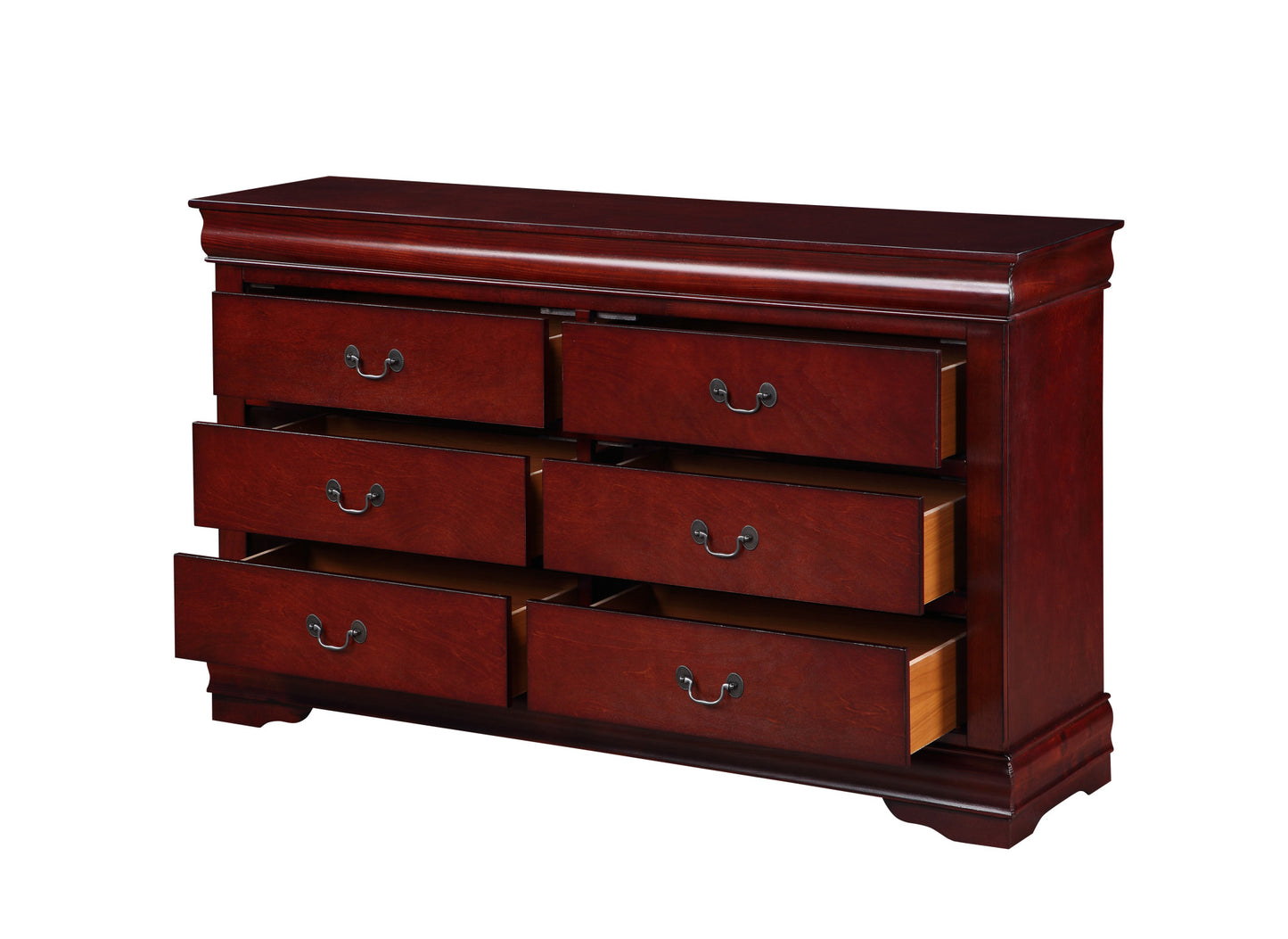 57" Brown Solid Wood Double Dresser