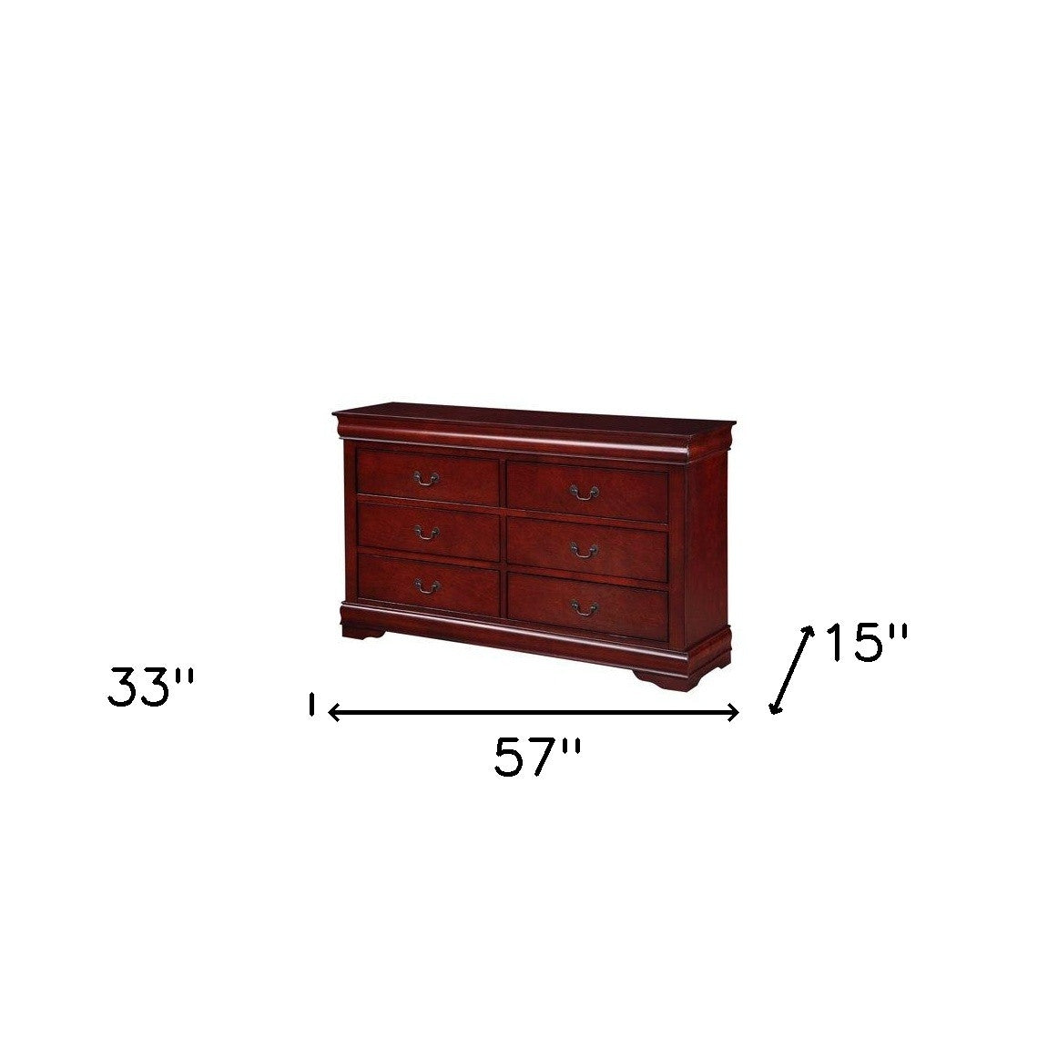 57" Brown Solid Wood Double Dresser