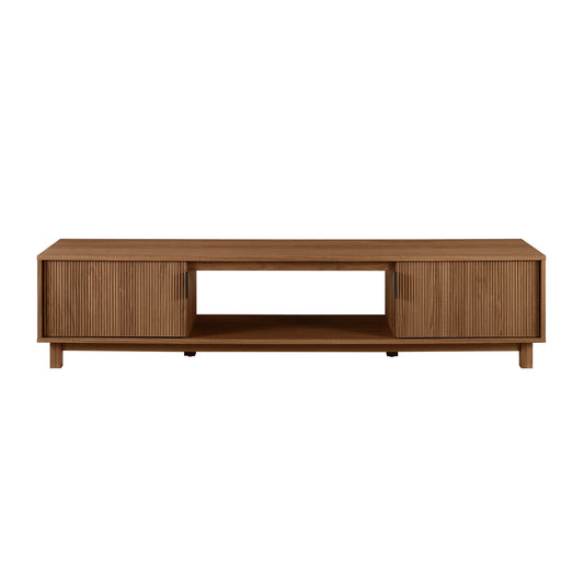 Minimalist Mocha TV Stand with Fluted Doors, For up to 80" TV's