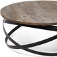 41" Brown And Black Solid Wood And Metal Round Coffee Table