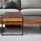 Set of Two 34" Brown And Black Solid Wood And Metal Nested Coffee Tables