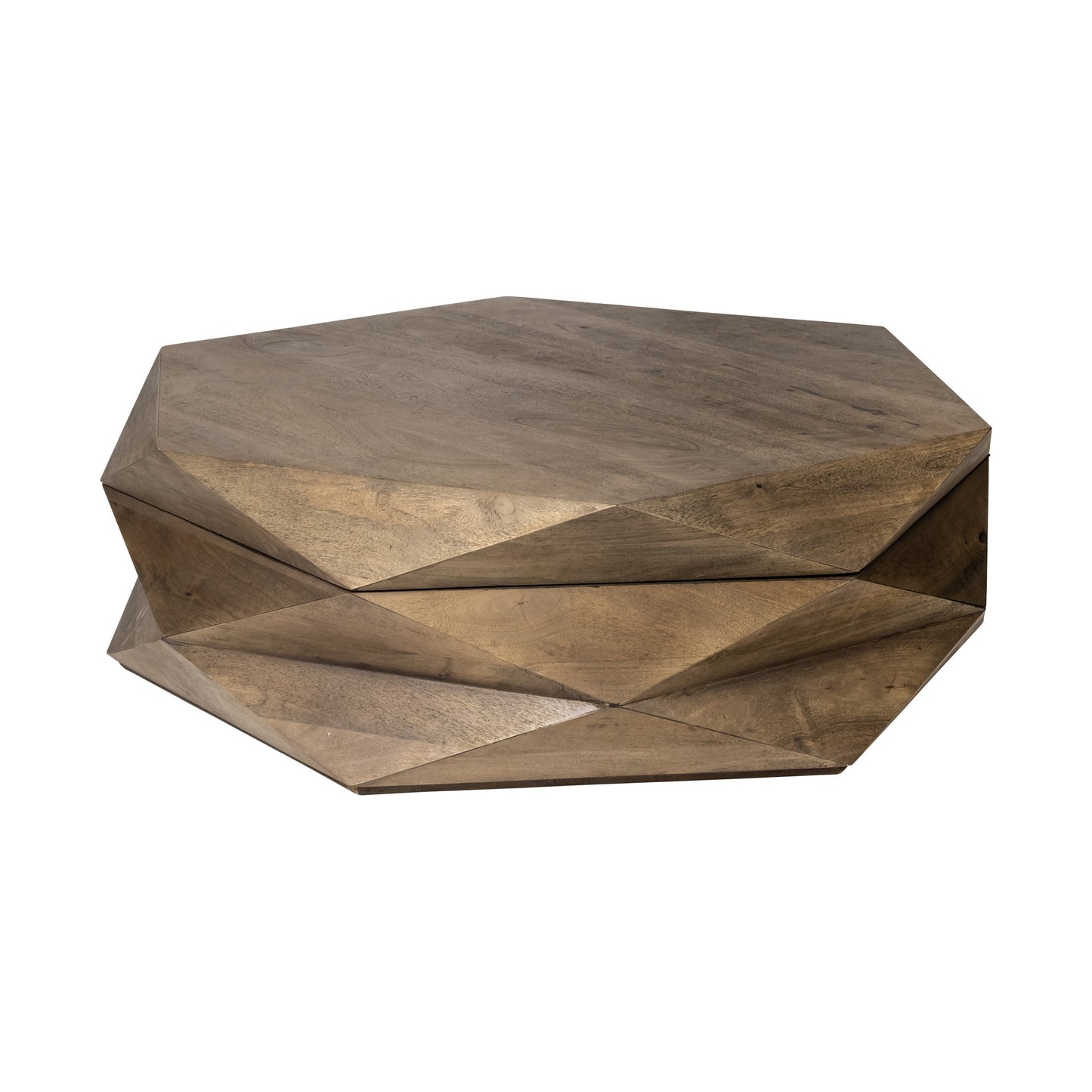 48" Brown Wood Hexagon Coffee Table