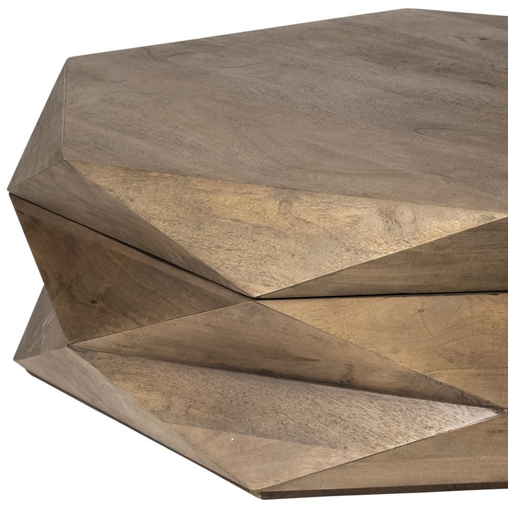 48" Brown Wood Hexagon Coffee Table