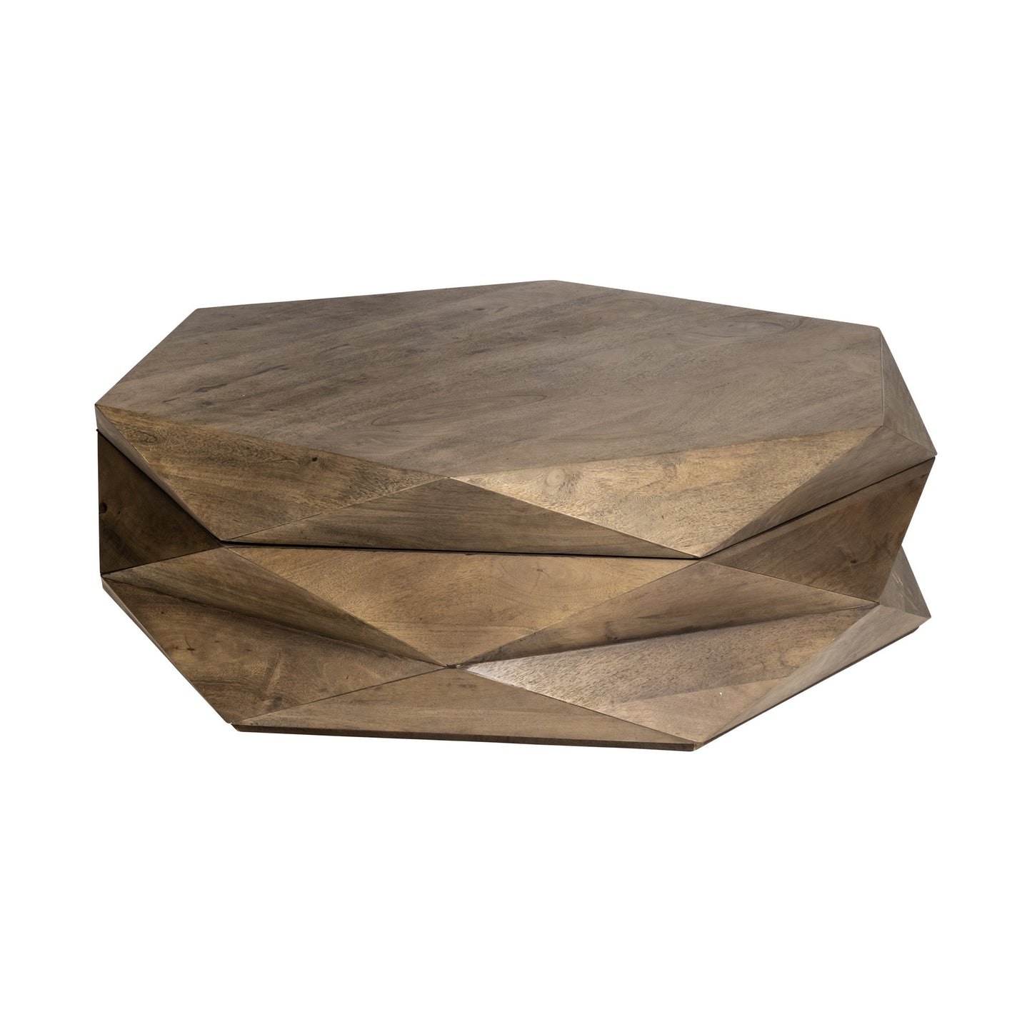 48" Brown Wood Hexagon Coffee Table