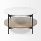 30" Brown And Black Wood And Metal Oval Coffee Table