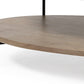 30" Brown And Black Wood And Metal Oval Coffee Table