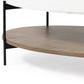 30" Brown And Black Wood And Metal Oval Coffee Table