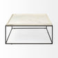 36" White And Black Genuine Marble And Metal Square Coffee Table