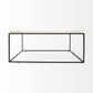 36" White And Black Genuine Marble And Metal Square Coffee Table