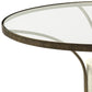 36" Clear And White and Gold Glass And Stone Round Coffee Table