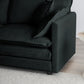 Mid-Century Modern Couch 3-Seater Sofa with 2 Armrest Pillows and 3 Toss Pillows, Couch for Living Room Black Chenille