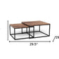 30" Brown And Black Solid Wood And Iron Square Coffee Table