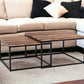 30" Brown And Black Solid Wood And Iron Square Coffee Table