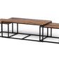 Set of Three 47" Natural And Black Solid Wood And Iron Coffee Table