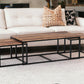 Set of Three 47" Natural And Black Solid Wood And Iron Coffee Table