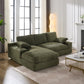 Corduroy Modular L-Shaped Sectional, Army Green