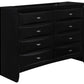 59" Black Solid Wood Eight Drawer Double Dresser