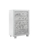 Modern White Chest With 5 Faux Marble Detailed Front Drawer.