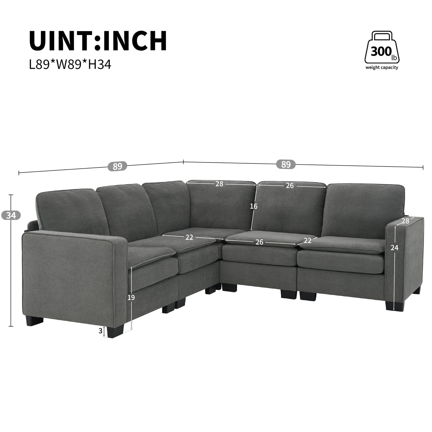 Oversized Velvet Modern Sectional Sofa