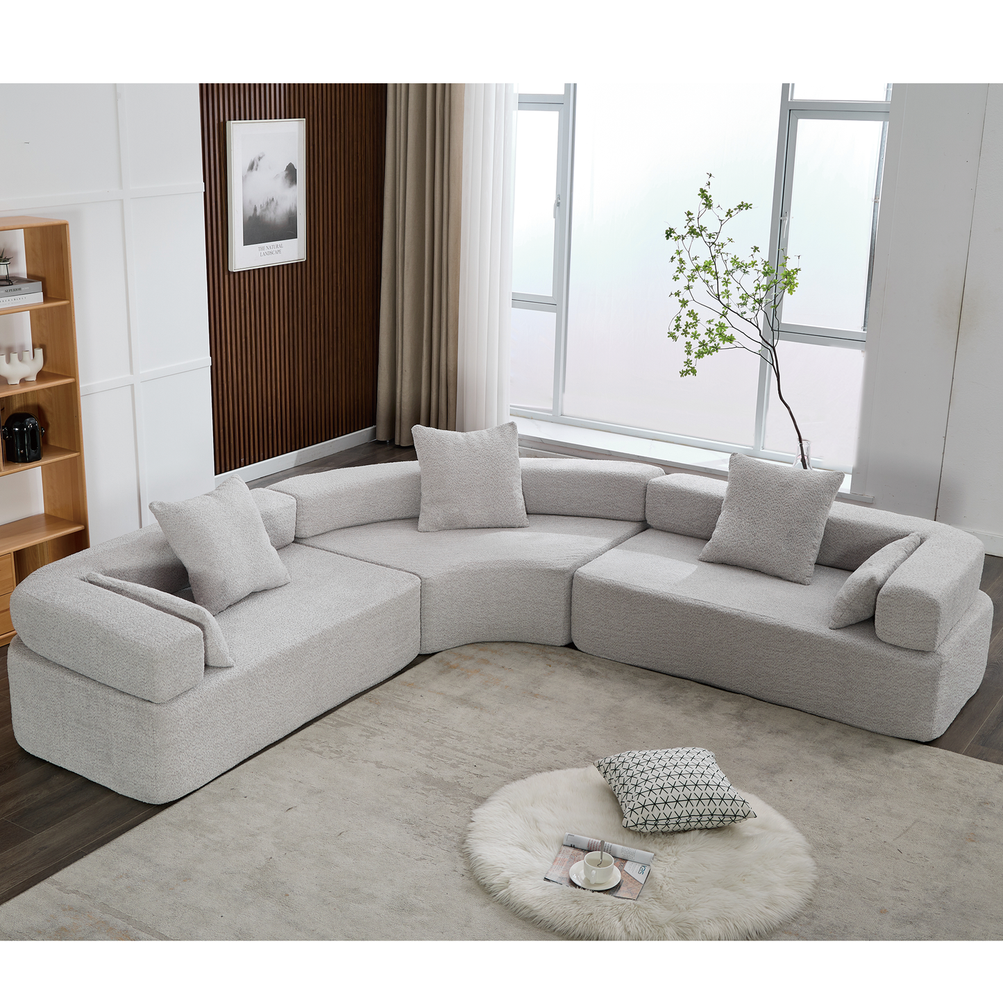 Oversized Semicircular Modular Sofa, Grey