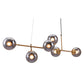 Gold Kitchen Island Six Light Metal Dimmable Ceiling Light With Clear Shades