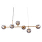 Gold Kitchen Island Six Light Metal Dimmable Ceiling Light With Clear Shades