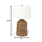 19" Brown Lamp Base LED With White Shade