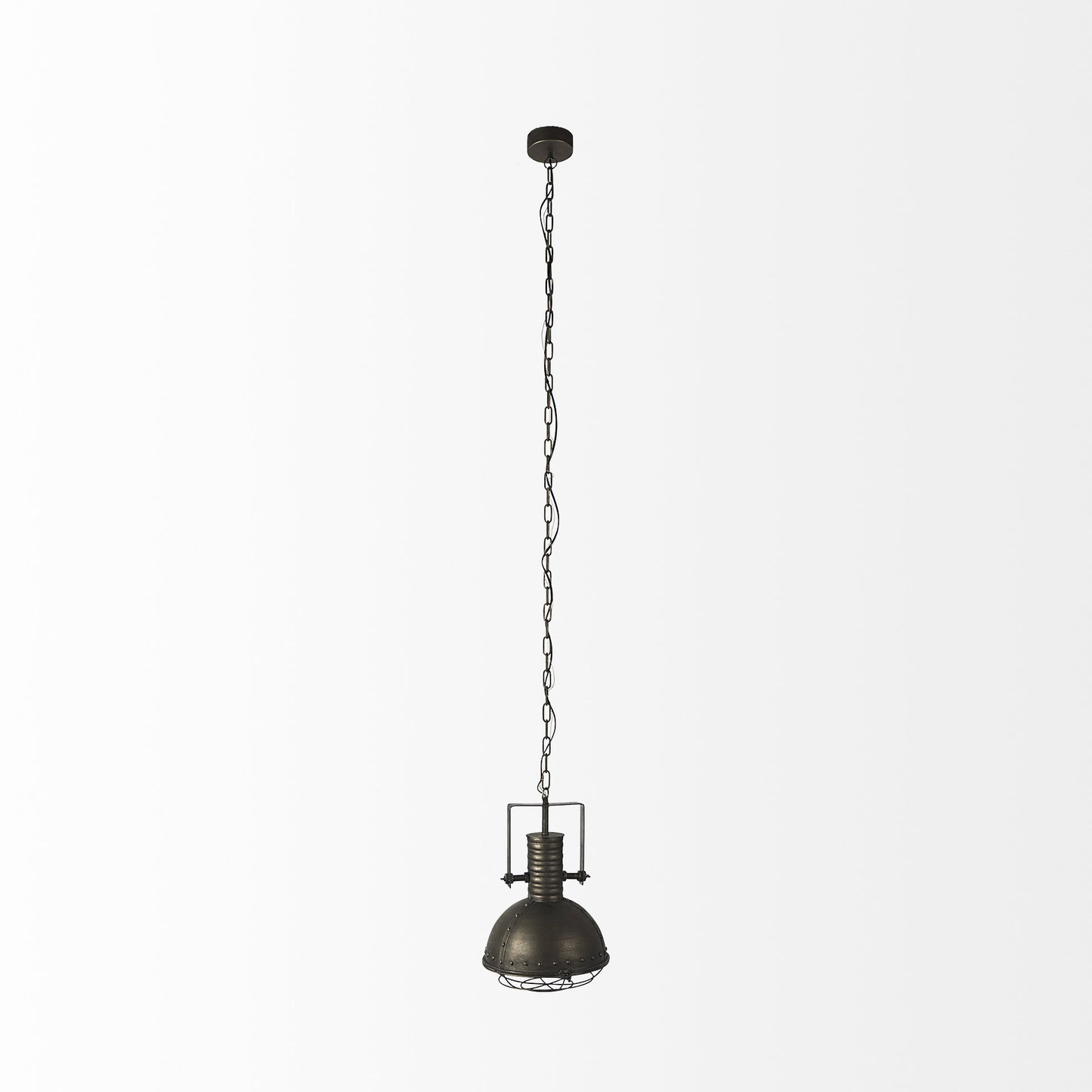 Industrial Caged Black Metal Hanging Light