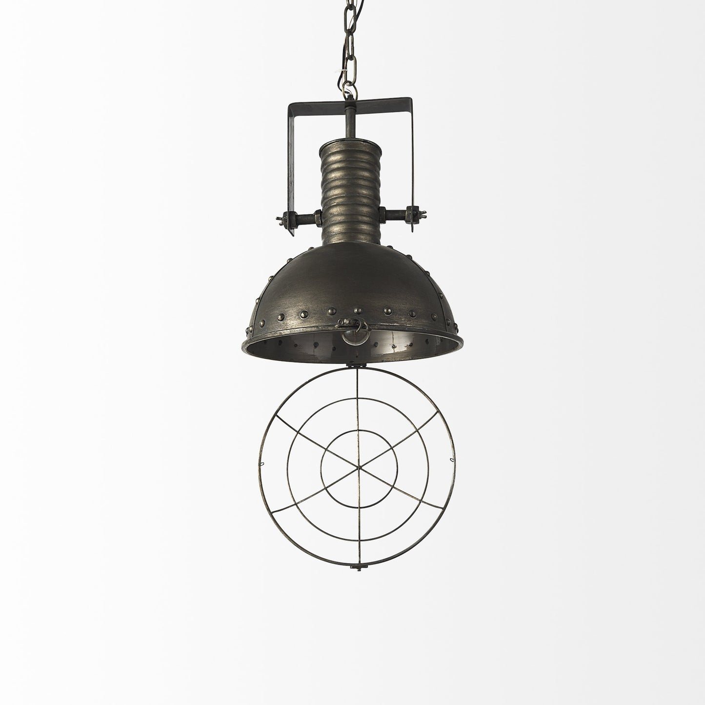 Industrial Caged Black Metal Hanging Light