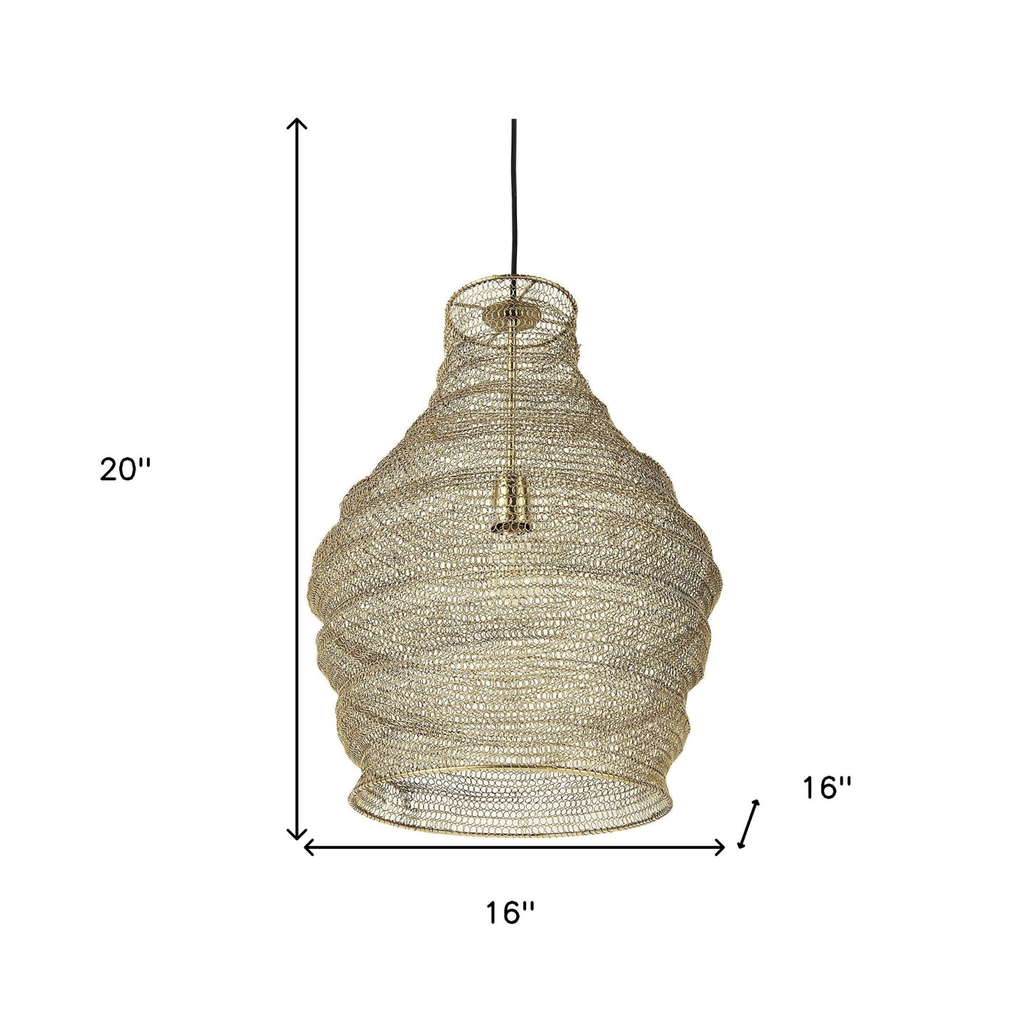 Gold Metal Wire Mesh Hanging Pendant Light