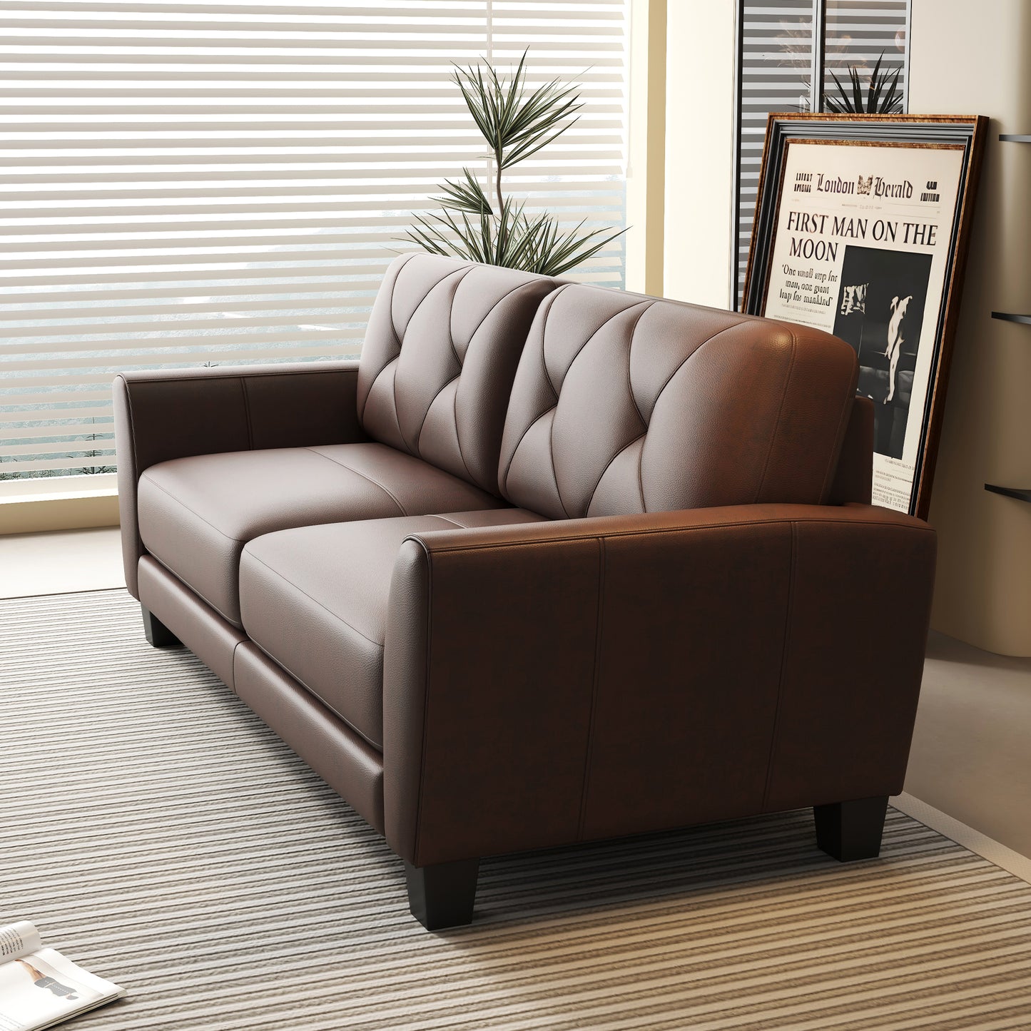 Genuine Leather Two-Over-Two Sofa