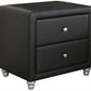 Black Upholstered 2 Drawer Nightstand