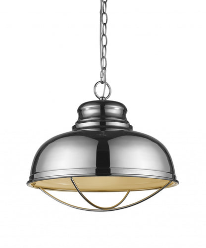 Ansen 1-Light Polished Nickel Pendant With Gloss White Interior Shade