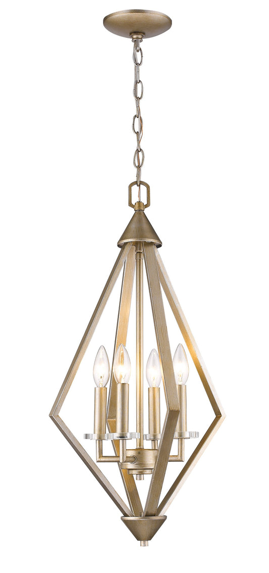 Easton 4-Light Washed Gold Pendant With Crystal Bobeches