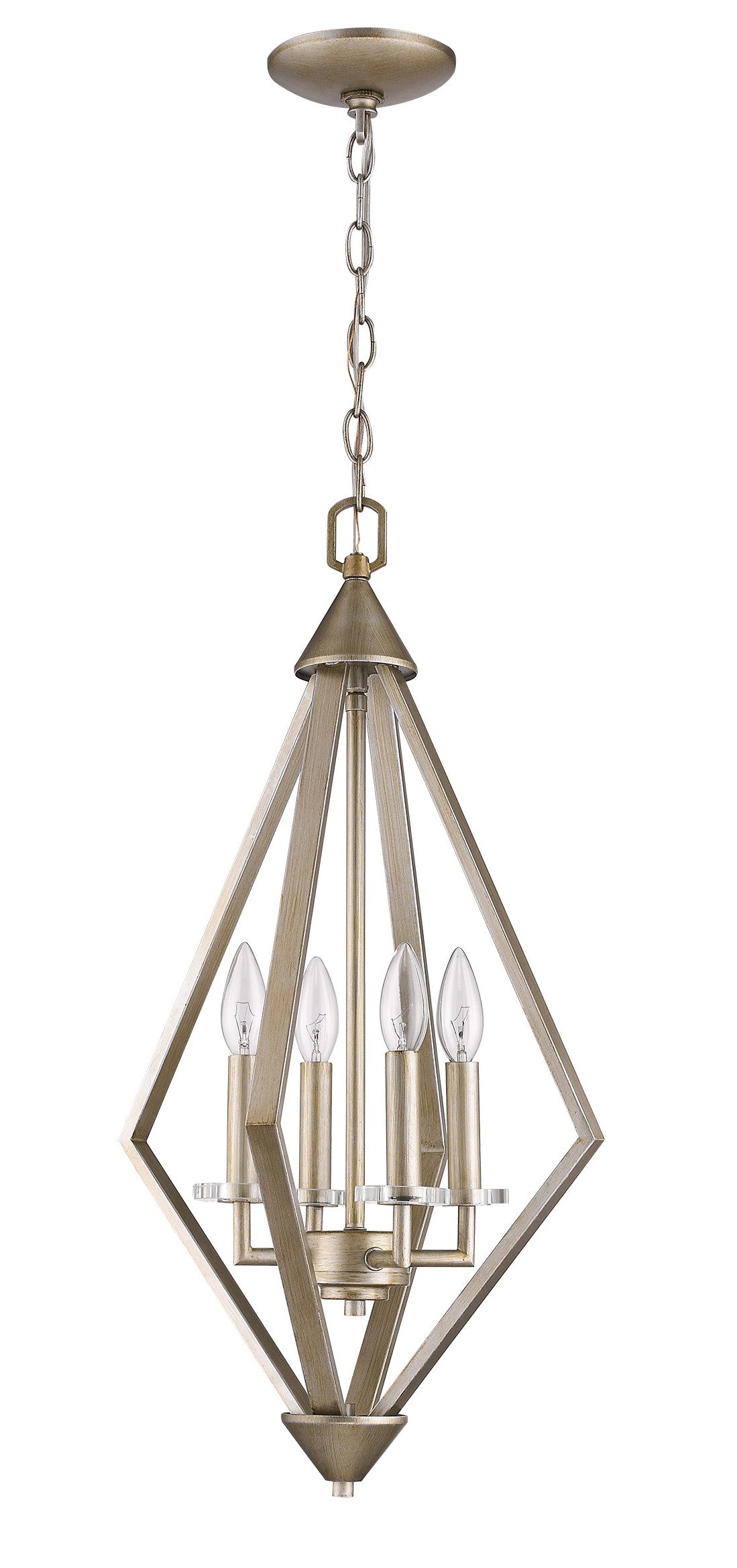 Easton 4-Light Washed Gold Pendant With Crystal Bobeches