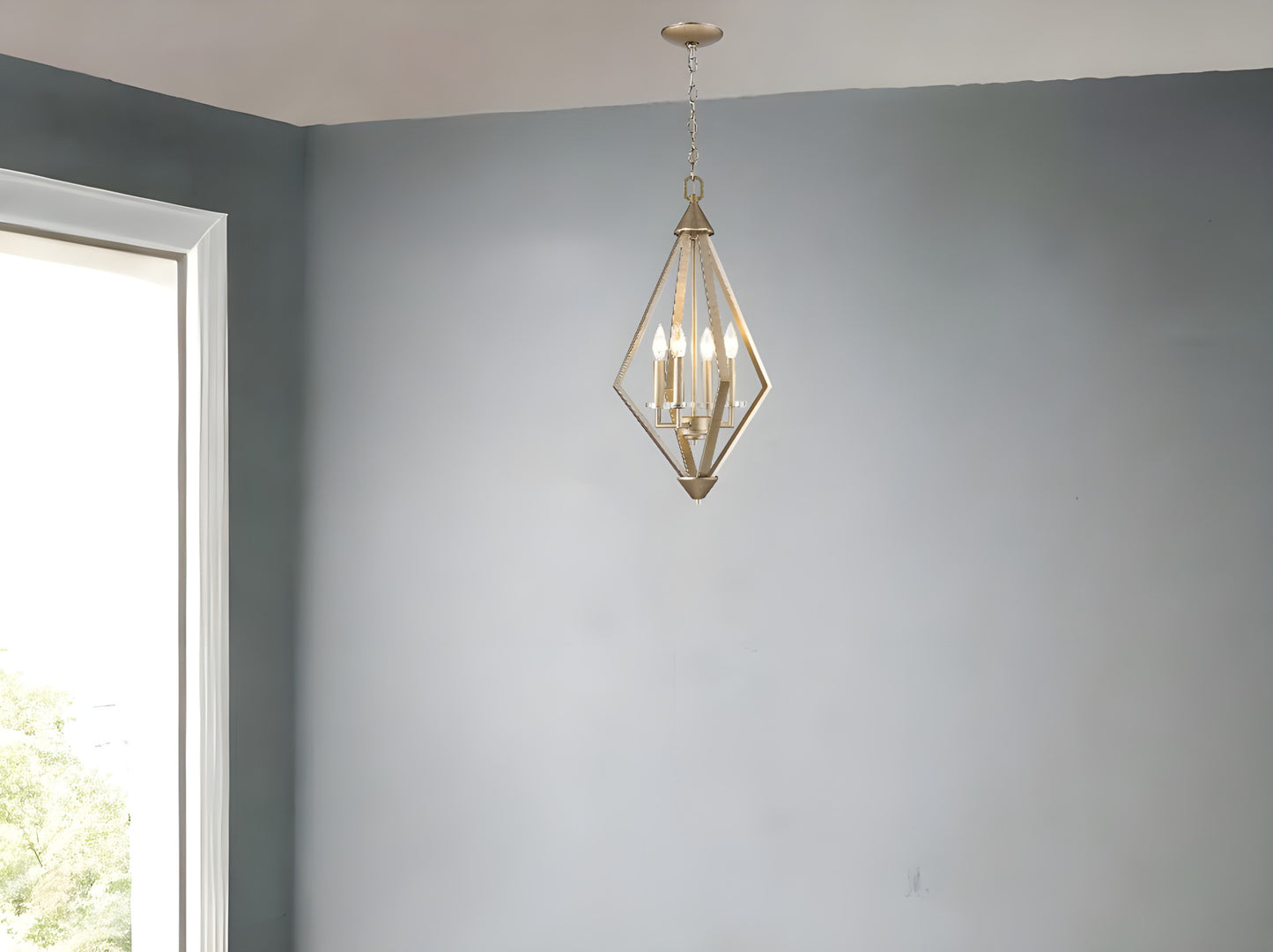 Easton 4-Light Washed Gold Pendant With Crystal Bobeches