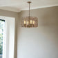 Lynden 4-Light Raw Brass Drum Pendant With Wire Cage Shade