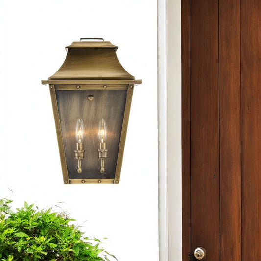 Coventry 2-Light Aged Brass Pocket Wall Light